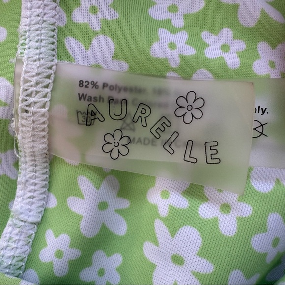 Aurelle High Rise Bright Green Floral Shorts - Picture 4 of 5